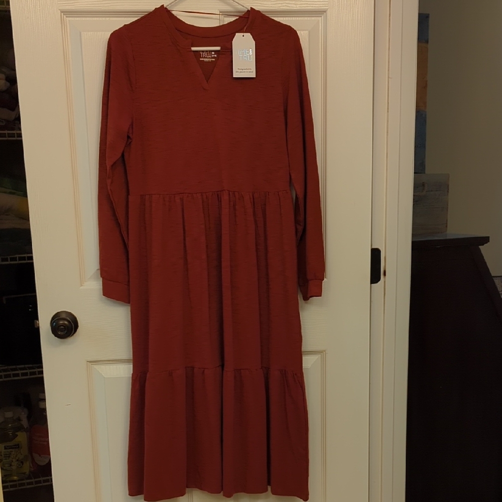 Rust Long Sleeve Midi Dress Brand New